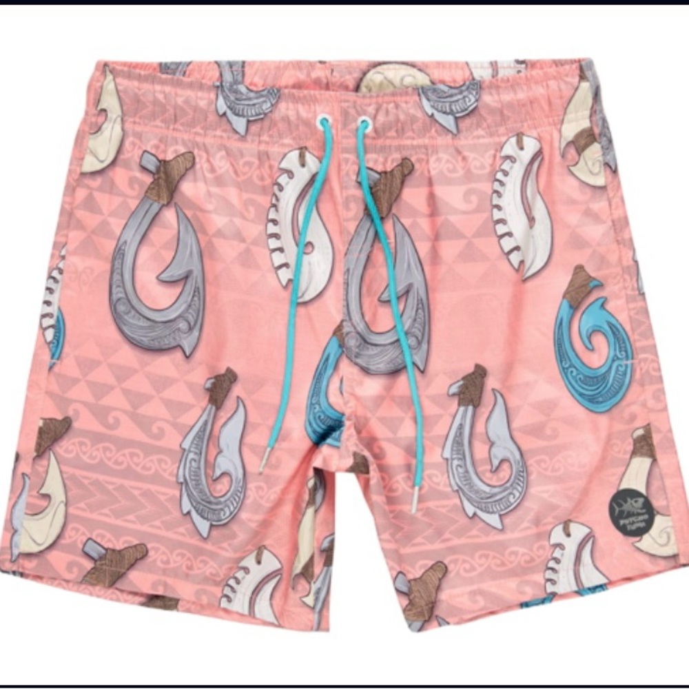 Psycho Tuna Hawaiian Hooks swim trunks, Small. Brand new!